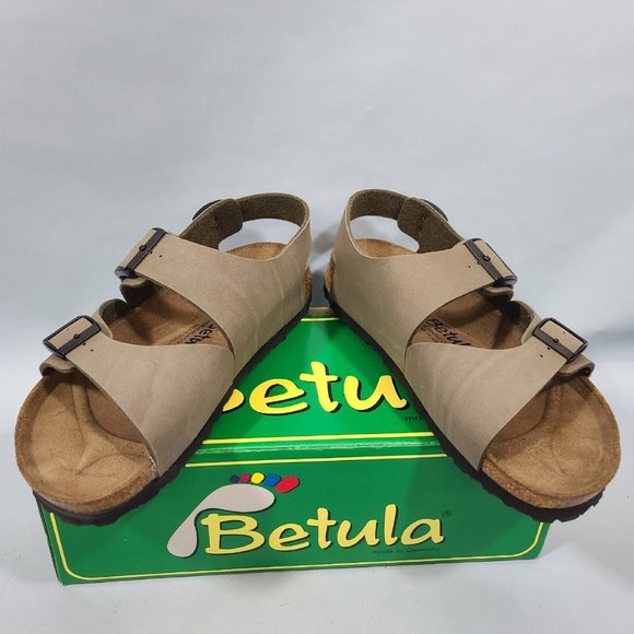 Betula Beat Birkenstock Footbed Sandals Stone EU39 US8.5 Narrow NIB - Picture 5 of 11